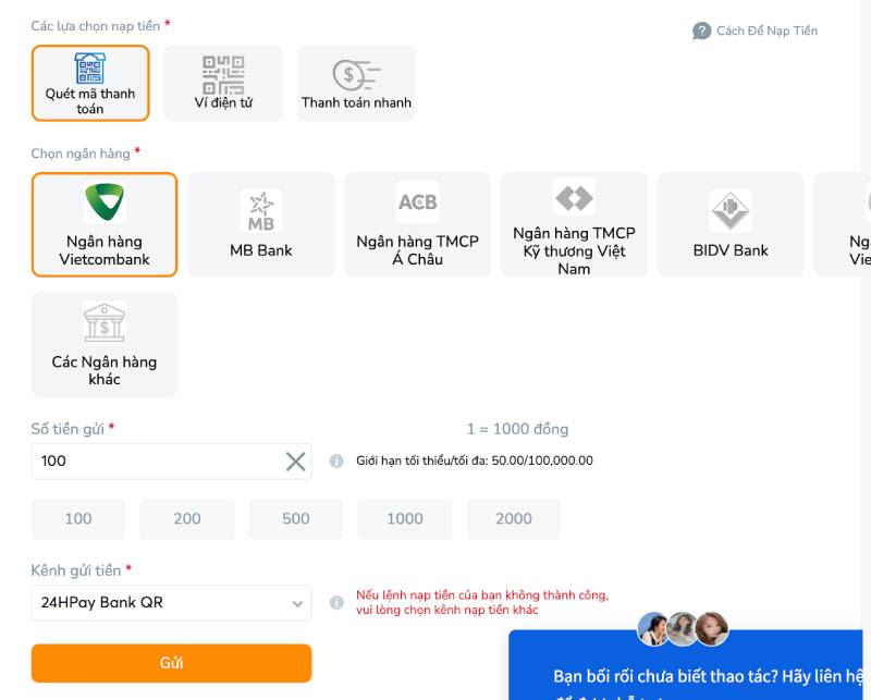 Hướng Dẫn Chi Tiết Nạp Tiền BK8 Với Nhiều Phương Thức 6 Lua chon phuong thuc nap tien