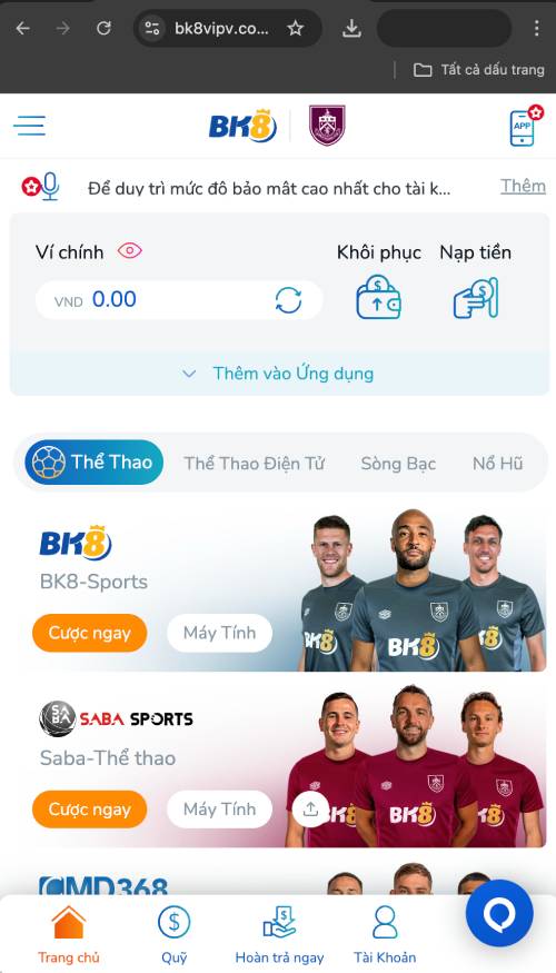 Hướng Dẫn Tải App BK8 Trên iOS, APK Vài Bước 3 Mở trình duyệt và truy cập trang web của BK8
